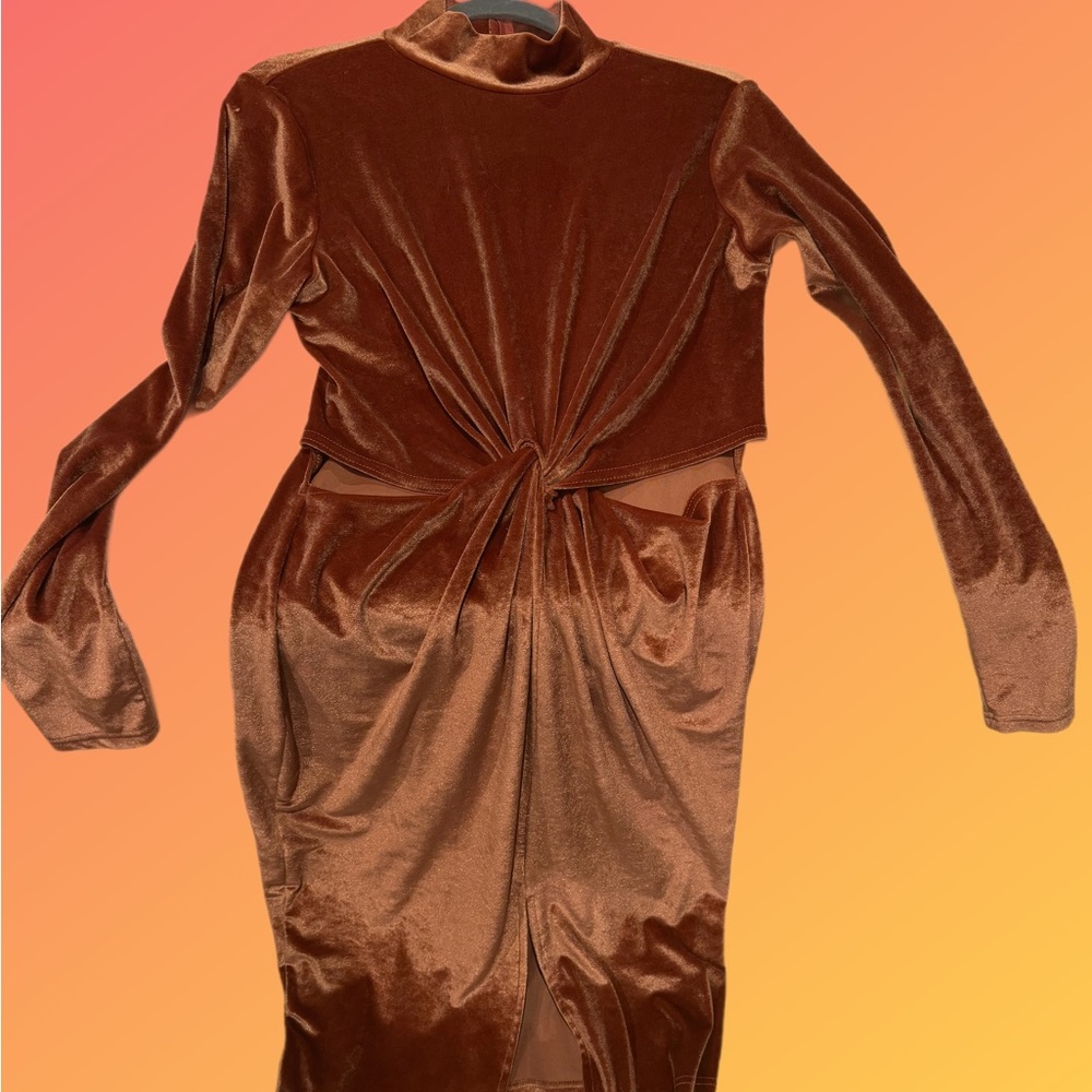 Fall knee length velvet dress